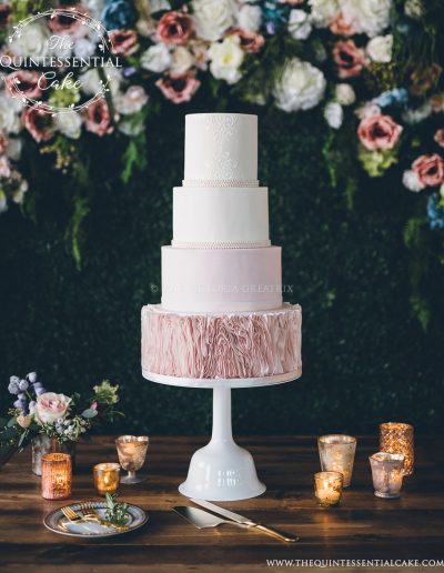 Wedding Dress Inspired Cake with Ruffles | The Quintessential Cake | Chicago | Luxury Wedding Cakes