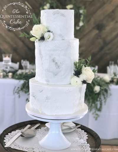 TQC Grey Marble Rough Stone & Bas Relief Wedding Cake | The Quintessential Cake | Chicago | Luxury Wedding Cakes | Northfork Farm