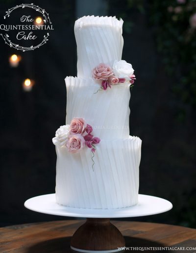 Light and Airy Ruffles with Sugar Roses | The Quintessential Cake | Chicago | Luxury Wedding Cakes | Fairlie Chicago